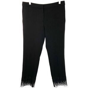 Ann Taylor Black Crochet Lace Hem Slim Cropped Pants Petite 6 6P
